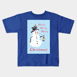 Snowman Christmas Greeting Card Kids T-Shirt